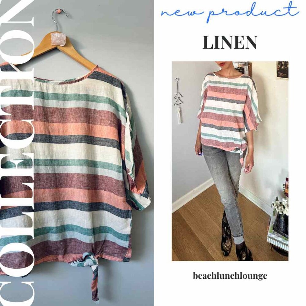 beachlunchlounge Collection / Lightweight Linen & Cotton Tunic / Size Small